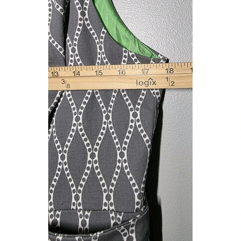 Robbie Bee‎ Womens Sz 14Sleeveless Geometric Print Gray/White Lined Sheath Dress